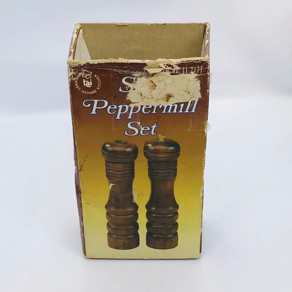 Vintage 1982 Himark Wooden Salt Shaker and Peppermill Set 7" Tall w/Box Taiwan - Picture 10 of 12